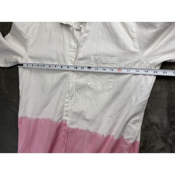 Frank & Eileen Mary Pink Dip Dye Ombre Shirtdress M 100% Cotton Italy - Picture 7 of 13